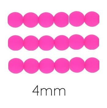 Tschechische runde Perlen fluo Neon Pink Rosa 4mm (50)