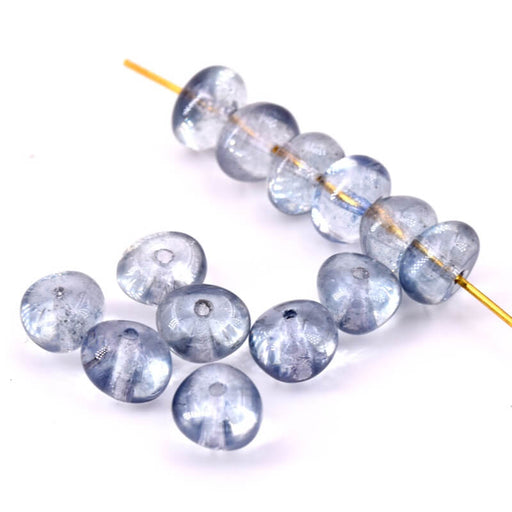Barocke böhmische Rondellen transparentes Blau – 6–8 mm (10 g)
