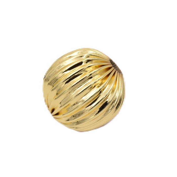 Geriffelte runde Perlen – goldenes Messing – 15 mm – Loch: 3.5 mm (1)
