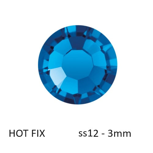 Preciosa Flatback Hotfix Strasssteine ​​Capri Blue – ss12-3mm (80)