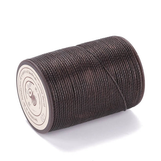 Brasilianische gewachste gedrehte Polyesterschnur braun schwarz 0,8 mm – 50 m Spule (1)