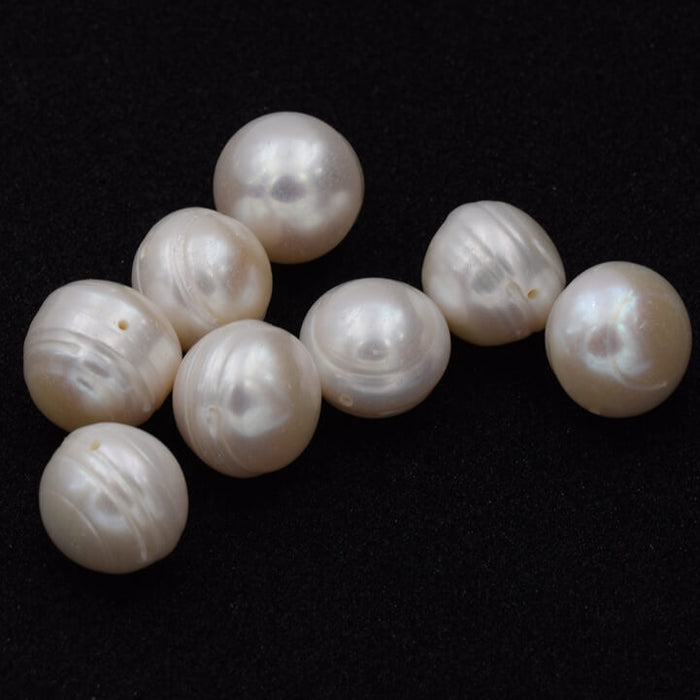 Runde weiße Kartoffel-Süßwasserperle 12 mm – Loch: 0.5 mm (5)