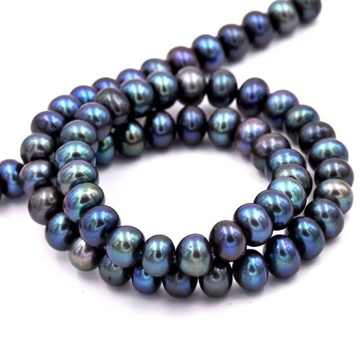 Kaufen Sie Perlen in Deutschland Süßwasserperlen Rondell-Form Tahitian-Grau 8 x 5 mm (1 Strang)