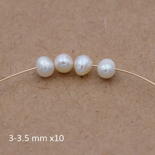 Kaufen Sie Perlen in Deutschland Weiße Kartoffel-Süßwasserperle 3-3,5 mm (10)