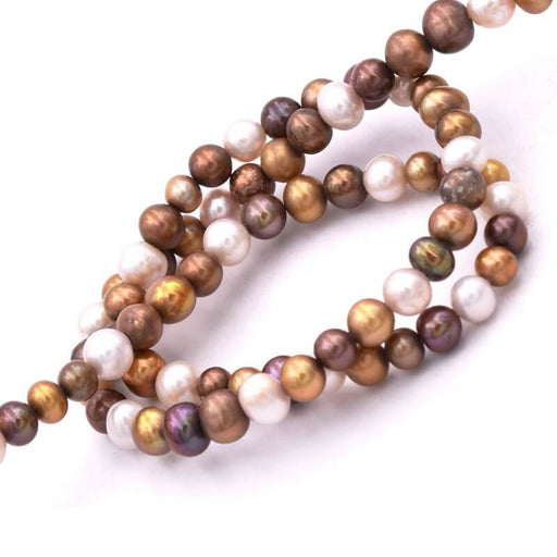 Kaufen Sie Perlen in Deutschland Runde Süßwasserperle Gold-Bronze-Mix 5-6mm (1 Strang-40cm)
