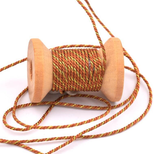 Haselnussbraune gedrehte Polyesterschnur und Goldfaden 1 mm (2 m)