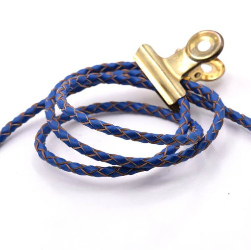 Geflochtenes rundes Lederband Königsblau - 3 mm (50 cm)
