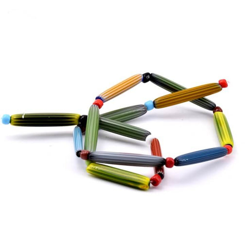 Mehrfarbige Millefiori-Röhrenperle 29 x 5 mm – Loch: 1 mm (1 Strang)