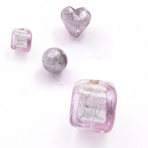 Kaufen Sie Perlen in Deutschland Murano-Würfelperle rosa antiksilber 6x6mm (1)