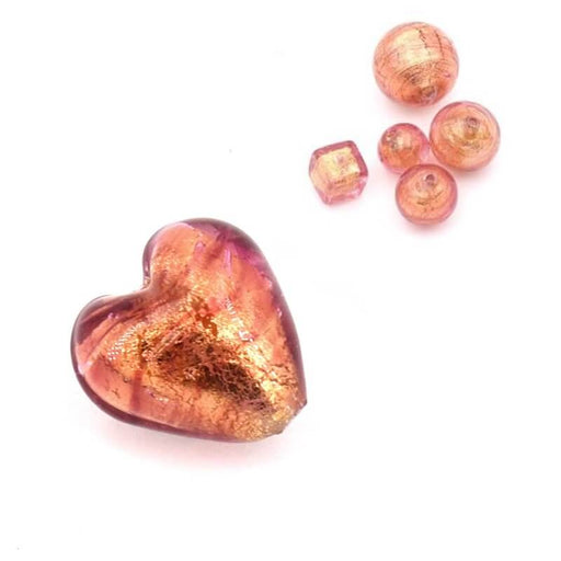 Kaufen Sie Perlen in Deutschland Murano Herz Perle Kupfer und Gold 10mm (1)