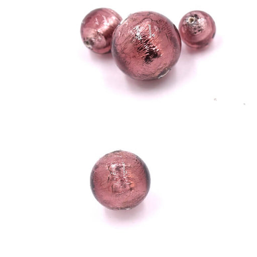 Kaufen Sie Perlen in Deutschland Muranoperle Dark Amethyst und Silber rund 6mm (1)