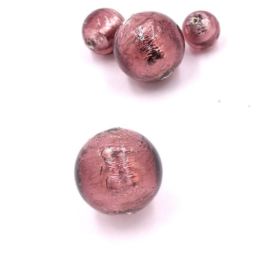 Kaufen Sie Perlen in Deutschland Muranoperle Dark Amethyst und Silber rund 8mm (1)