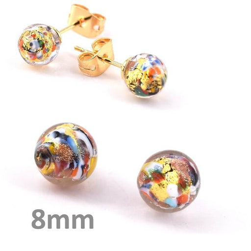 Kaufen Sie Perlen in Deutschland Halbgebohrte mehrfarbige runde Murano-Perle 8 mm (2)