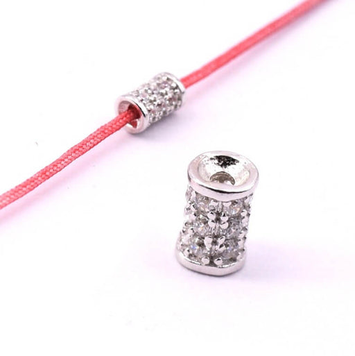 Kaufen Sie Perlen in Deutschland Röhrenperle und Zirkon Sterlingsilber 6x3mm - Loch: 1mm (1)