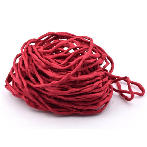 Kirschrotes handgefärbtes Naturseidenband 2 mm (1 m)