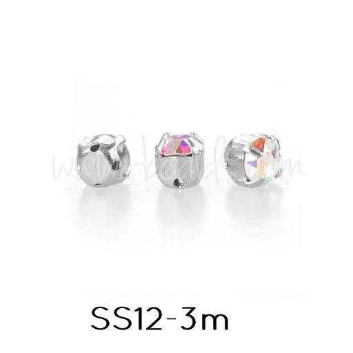 Kaufen Sie Perlen in Deutschland Maxima Chatons montiert Preciosa Silver SS12-3mm Crystal AB (20)