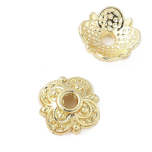 Kaufen Sie Perlen in Deutschland Perlenkappen 8 mm goldfarbenes Metall Loch 1.2 mm (2)