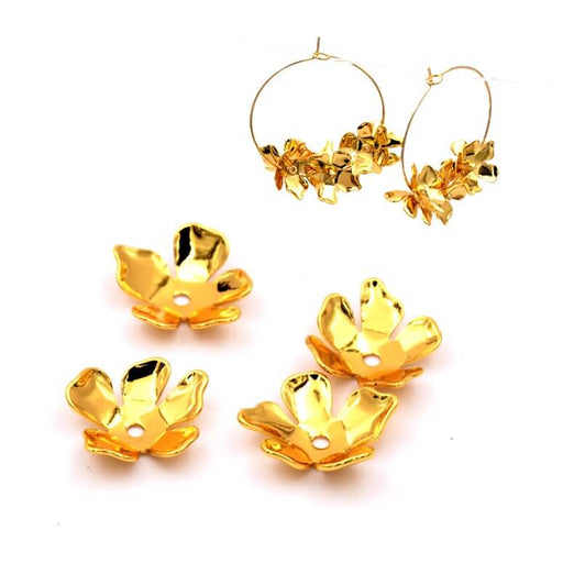 Kaufen Sie Perlen in Deutschland Blumenperlenkappen – 14 mm - Messing – Loch: 1 mm (4)