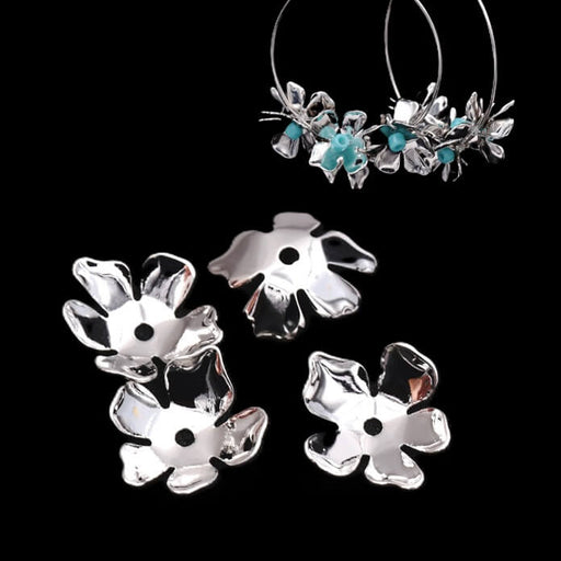 Rhodinierte Messingblume – 14 mm – Loch: 1 mm (4)