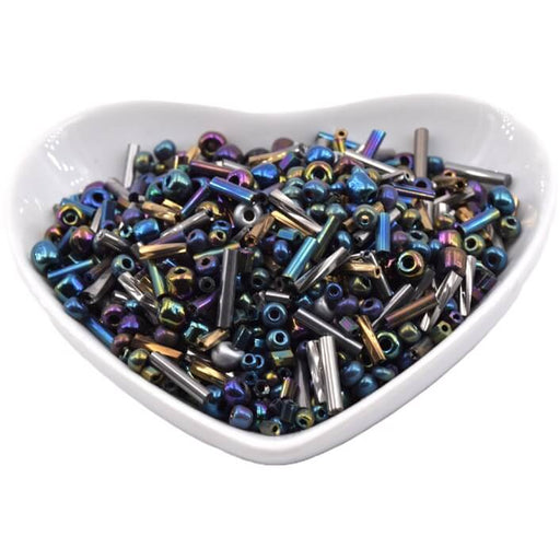 Mix aus Rocailles und Stiftperlen – Topas Violett-Irisierend (10 g)