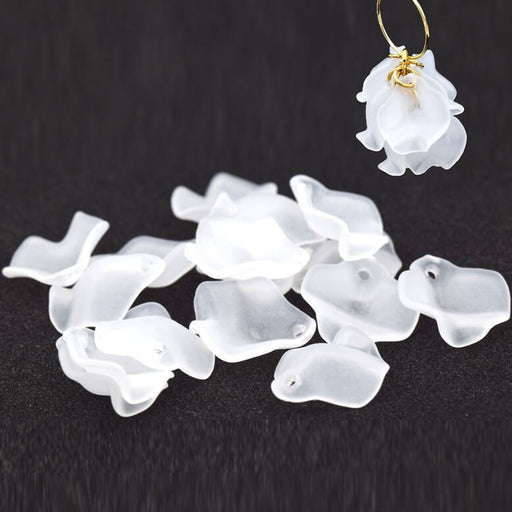 Transparentes mattes Blütenblatt Anhänger 15mm - Loch: 1mm (10)