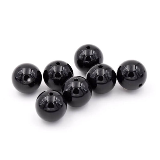 Kaufen Sie Perlen in Deutschland Runde schwarze Harzperle 20 mm - Loch: 2,2 mm (20)