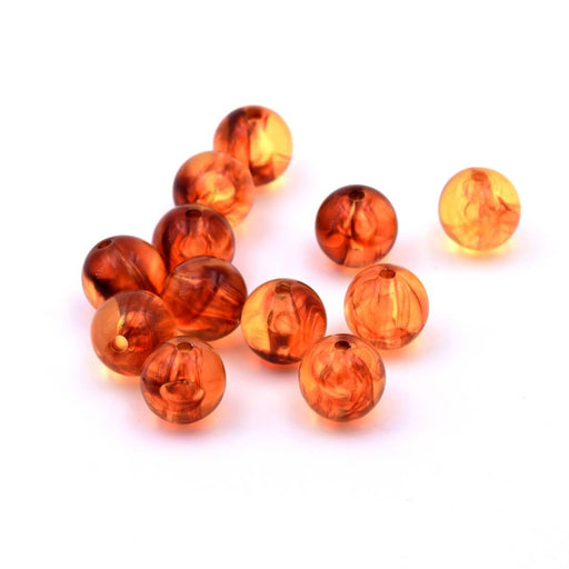 Kaufen Sie Perlen in Deutschland Runde Harzperle, brauner Bernstein, 12 mm - Loch: 1,8 mm (30)