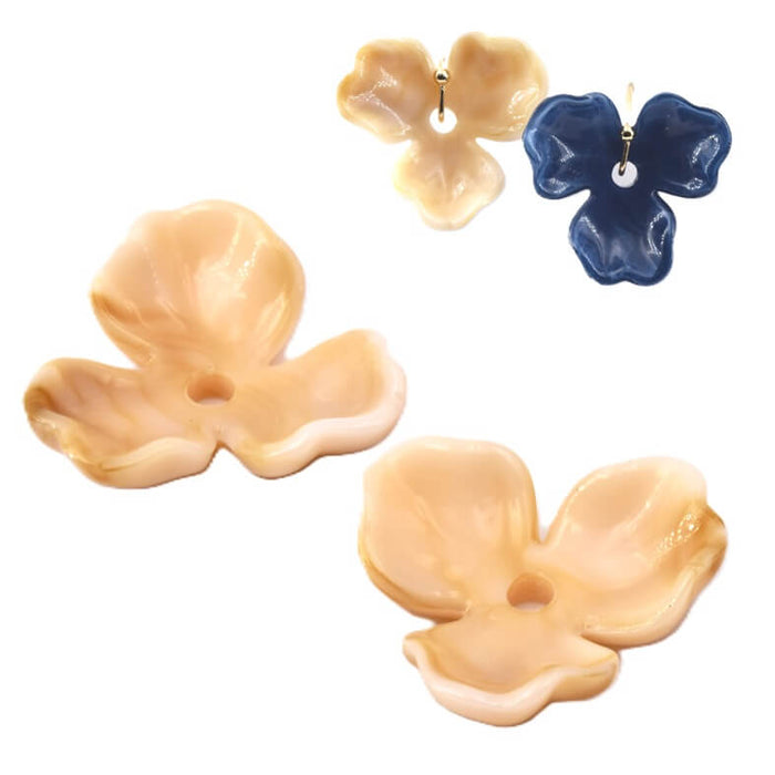 Cremefarbene Harz-Blumenperle 25 mm – Loch: 2 mm (2)