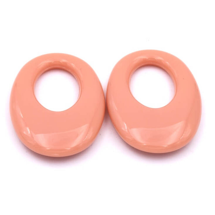 Ovales Anhängerverbinder – lachsrosa Harz – 32 x 23 mm (2)