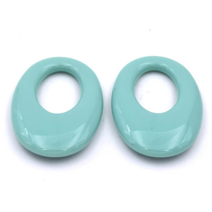 Ovales Anhängerverbinder – salbeigrünes Harz – 32 x 23 mm (2)