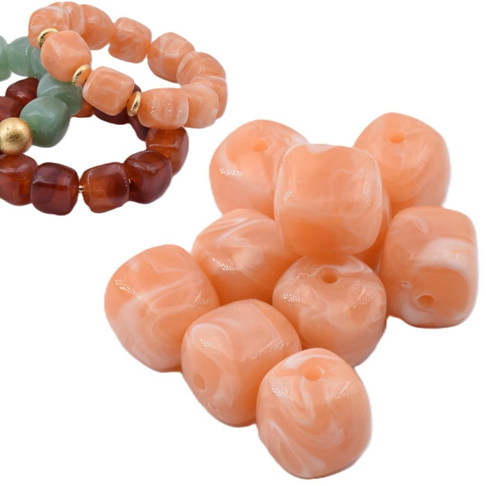 Runde Würfelperle aus Kunstharz – Lachsrosa – 17 x 16 mm – Loch: 2 mm (12)