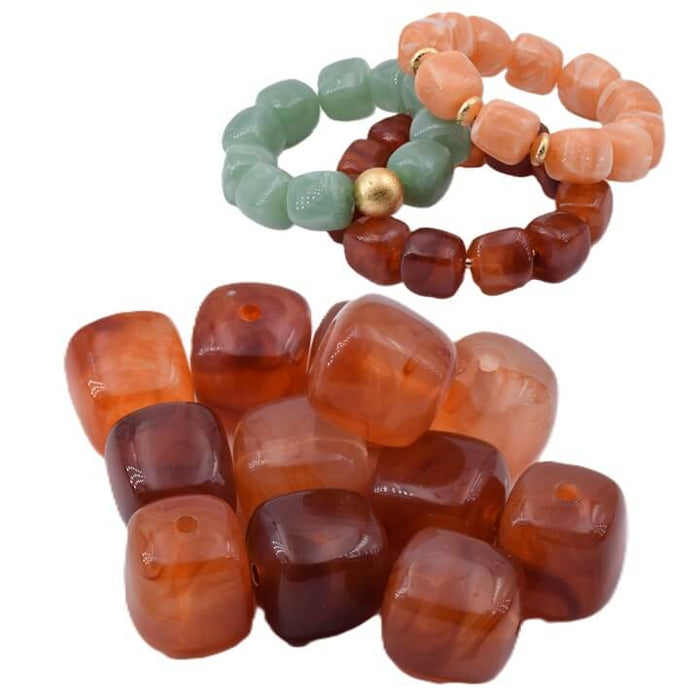 Runde Würfelperle aus karneolrotem Kunstharz – 17 x 16 mm – Loch: 2 mm (12)