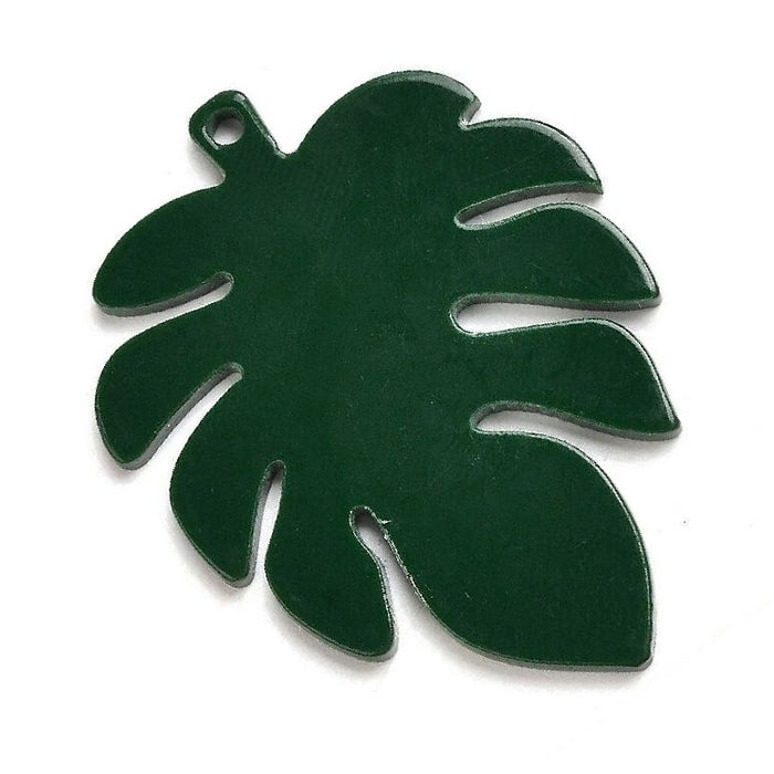 Monstera-Blattanhänger aus dunkelgrünem Harz – 40 mm (1)
