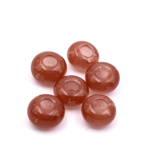 Rundperle in Donutform aus beige-rosébraunem Glas 6–8 mm (4)