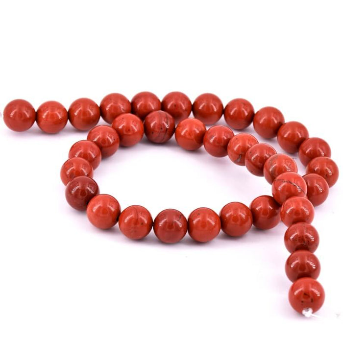 Runde Perlen aus natürlichem rotem Jaspis, 10 mm – Bohrung: 1 mm (1 Strang – 38 cm)