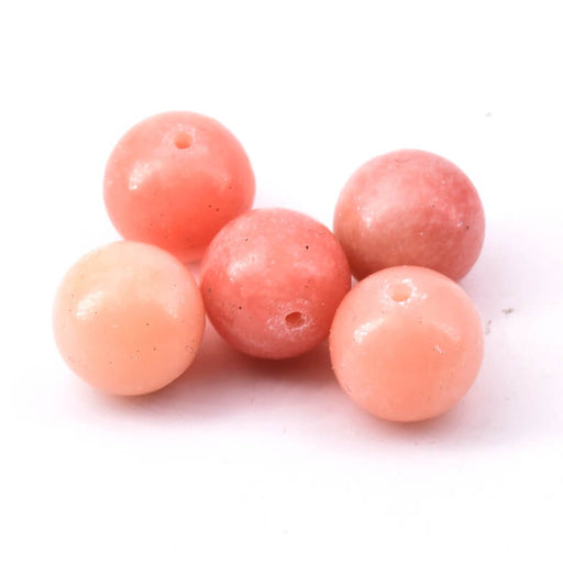 Rundperlen aus natürlichem rosa Opal – 12 mm – Loch: 1 mm (5)