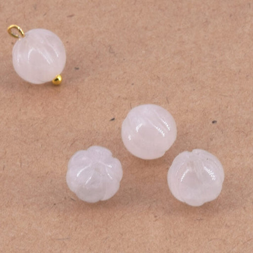 Geschnitzte Perle Kürbis Rosenquarz – 8,5 mm – Loch 1,2 mm (4)