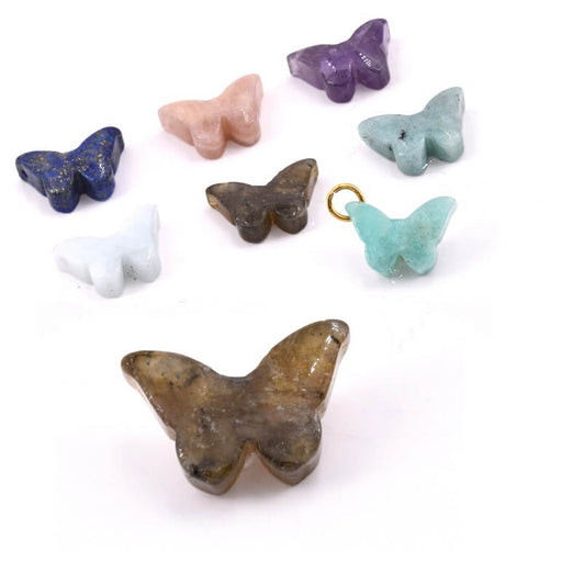 Kaufen Sie Perlen in Deutschland Geschnitzter Schmetterlingsanhänger aus Labradorit – 17 x 16,5 mm – Loch: 1 mm (1)