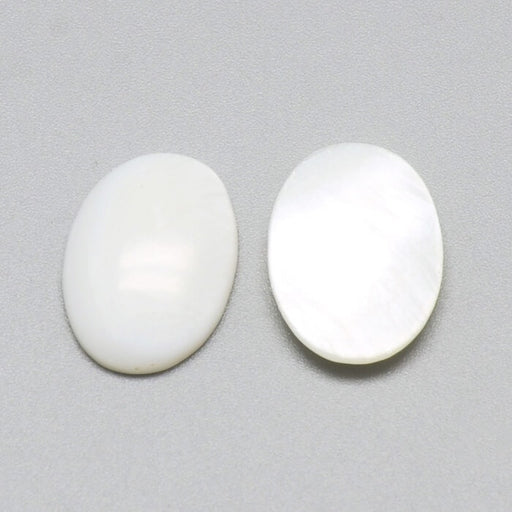 Kaufen Sie Perlen in Deutschland Ovaler Cabochon weiße Muschel 18x13mm (1)