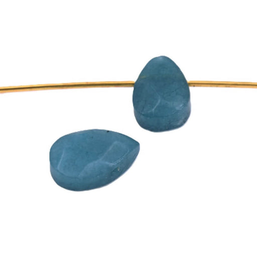 Kaufen Sie Perlen in Deutschland Jade-Tropfen-Anhänger facettiert. blaugrün getönt – 9–10 mm Loch: 0.8 mm (2)