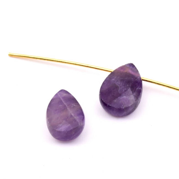 Facettierter Tropfenanhänger aus Amethyst – 11–12 x 9 mm – Loch: 0.8 mm (1)