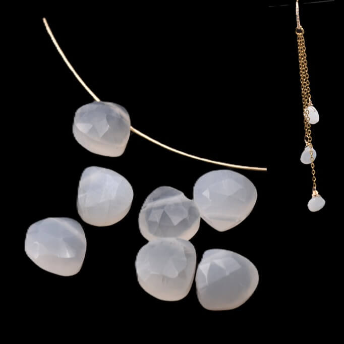 Facettierter Mondstein-Tropfenanhänger 6.5 mm – Loch: 0.4 mm (7)