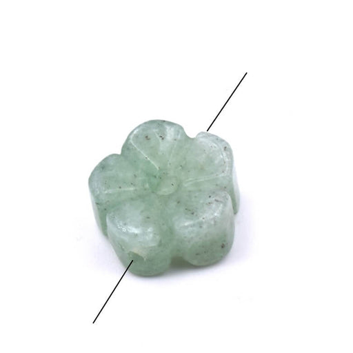 Geschnitzte Aventurin-Blütenperle 14 mm – Bohrung: 1 mm (1 Stück)