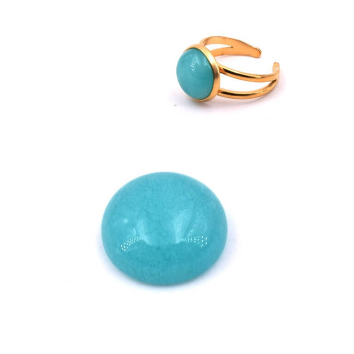 Runder Cabochon aus 12 mm großer mit Amazonit gefärbter Jade (1)