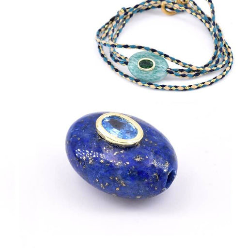 Ovale Lapislazuli-Perle – 18 x 13 mm – Farbton: Blauzirkon – Bohrung: 2 mm (1)