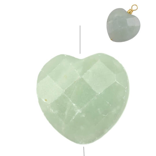 Facettierter Jade-Herzanhänger (grün) – 25 mm – Bohrung: 1 mm (1)
