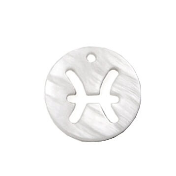 Weißer Muschel-Anhänger rund Sternzeichen Fische 12 mm (1)
