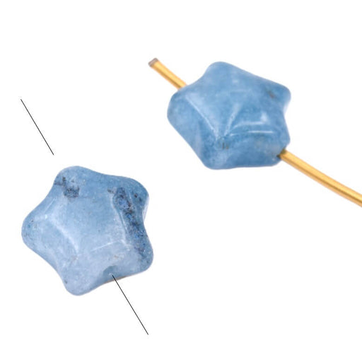 Kaufen Sie Perlen in Deutschland Geschnitzte Sternperle aus blau gefärbter Jade, 8 mm - Loch: 0,8 mm (2)