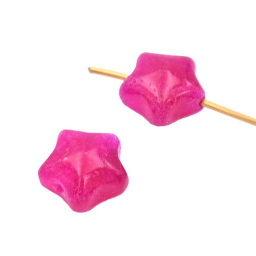 Kaufen Sie Perlen in Deutschland Fuchsia Jadeperle mit geschnitztem Stern, 8 mm - Loch: 0,8 mm (2)