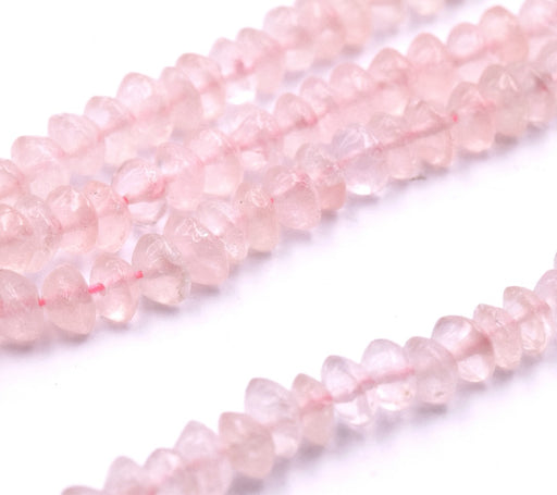Heishi Beads Doppelkegelperlen chips Rosenquarz 4 mm - Loch 0.5 mm (1 Strang-33 cm )